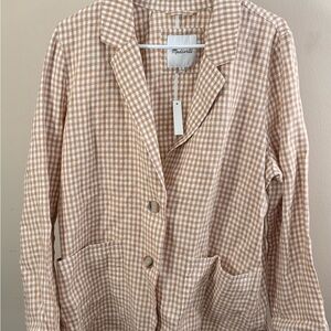 NWT Madewell Beige Checkered Jacket XL